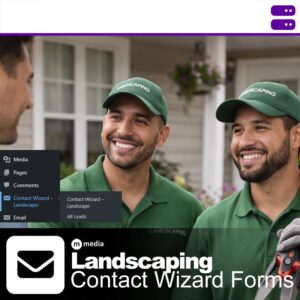Landscaping professionals greeting homeowner who submitted a landscaping service request using M Media Contact Wizard