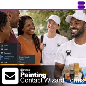 Professional house painters greeting homeowners after a painting service request was submitted using M Media Contact Wizard