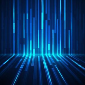 Abstract visualization of vertical blue data streams representing distributed system logs merging into a unified pipeline