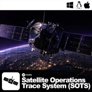 Software cover image for Satellite Operations Trace System with satellite over Earth and platform icons
